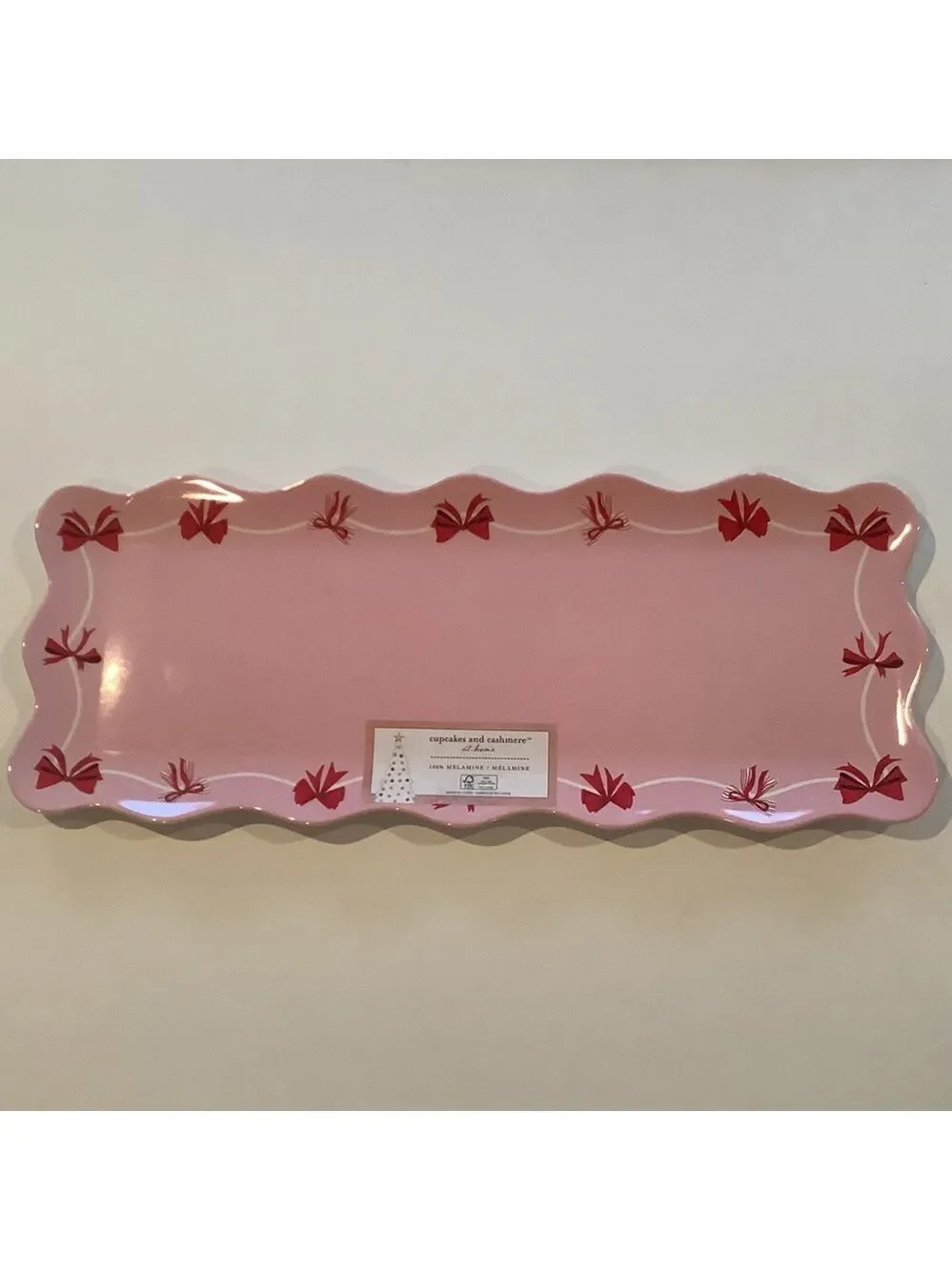 Cupcakes & Cashmere Pink & Red Bows Melamine Tray Plate New